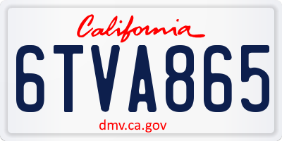 CA license plate 6TVA865