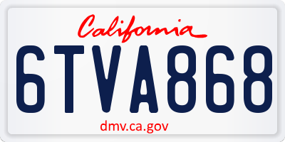 CA license plate 6TVA868