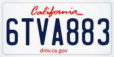 CA license plate 6TVA883