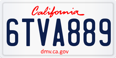 CA license plate 6TVA889