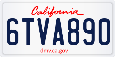 CA license plate 6TVA890