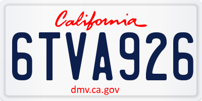 CA license plate 6TVA926