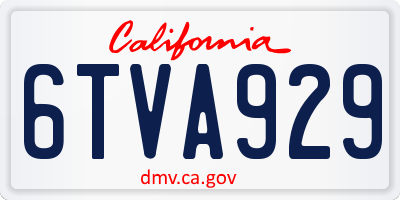 CA license plate 6TVA929