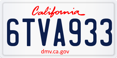 CA license plate 6TVA933
