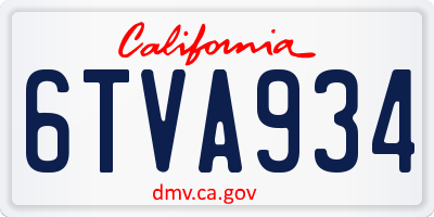 CA license plate 6TVA934