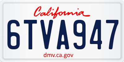 CA license plate 6TVA947
