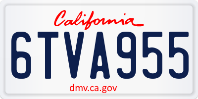 CA license plate 6TVA955
