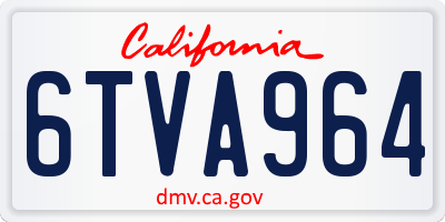CA license plate 6TVA964