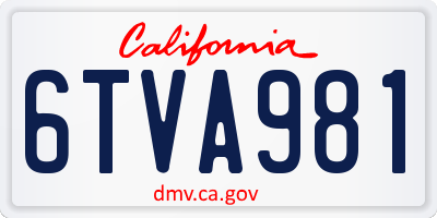 CA license plate 6TVA981