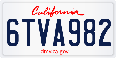 CA license plate 6TVA982