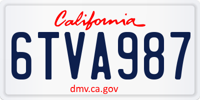 CA license plate 6TVA987