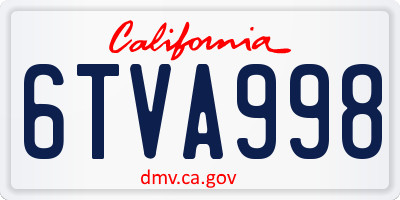 CA license plate 6TVA998
