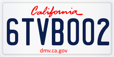 CA license plate 6TVB002