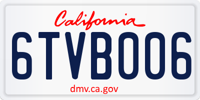 CA license plate 6TVB006