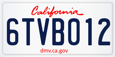 CA license plate 6TVB012