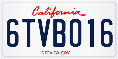 CA license plate 6TVB016