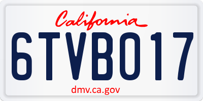CA license plate 6TVB017
