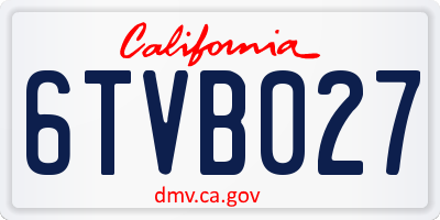 CA license plate 6TVB027