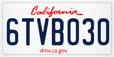 CA license plate 6TVB030