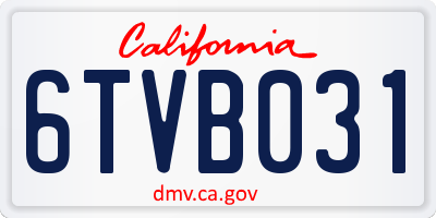 CA license plate 6TVB031