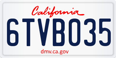 CA license plate 6TVB035