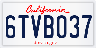 CA license plate 6TVB037