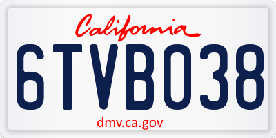 CA license plate 6TVB038