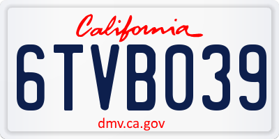 CA license plate 6TVB039