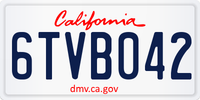 CA license plate 6TVB042