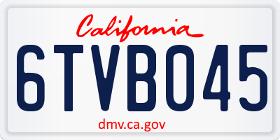 CA license plate 6TVB045