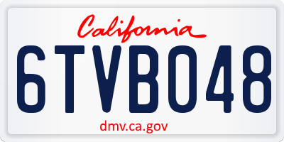 CA license plate 6TVB048