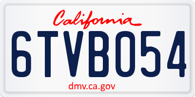 CA license plate 6TVB054