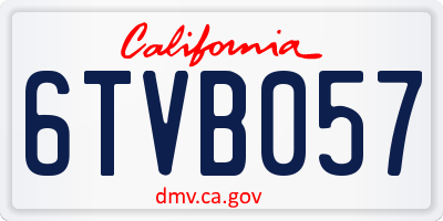 CA license plate 6TVB057