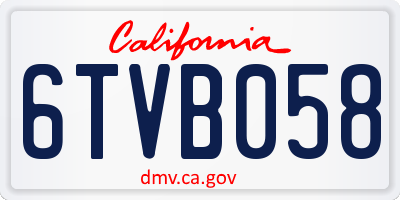 CA license plate 6TVB058