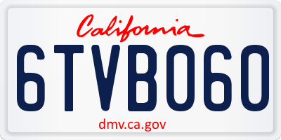 CA license plate 6TVB060