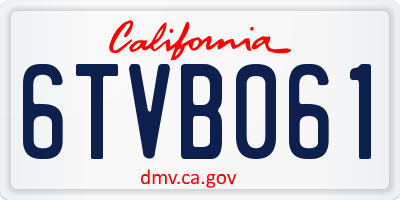 CA license plate 6TVB061
