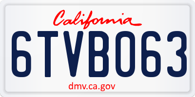 CA license plate 6TVB063