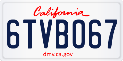 CA license plate 6TVB067