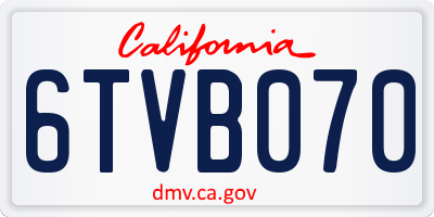 CA license plate 6TVB070