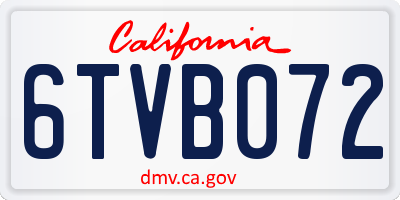 CA license plate 6TVB072