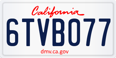 CA license plate 6TVB077