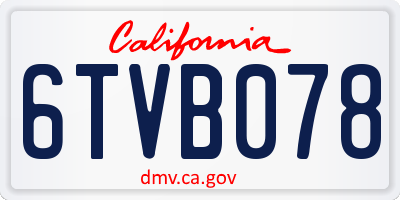 CA license plate 6TVB078