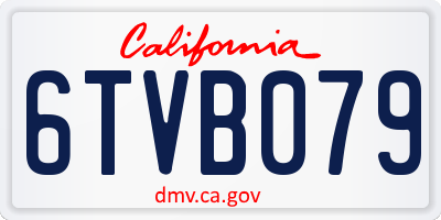 CA license plate 6TVB079