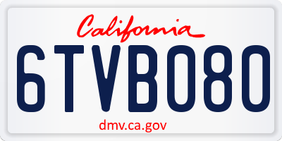 CA license plate 6TVB080
