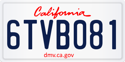 CA license plate 6TVB081