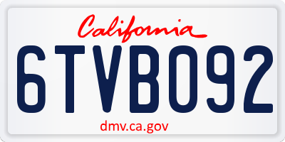 CA license plate 6TVB092