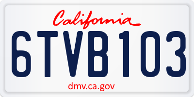 CA license plate 6TVB103