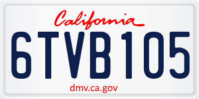 CA license plate 6TVB105