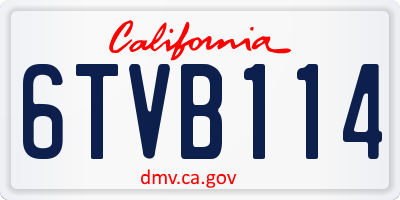 CA license plate 6TVB114