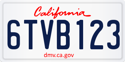 CA license plate 6TVB123